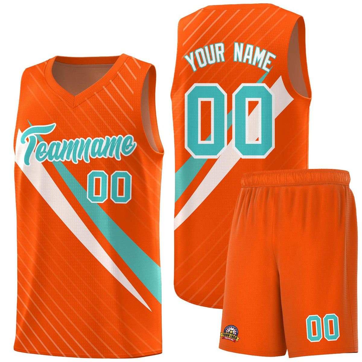 Custom Orange Diagonal Pinstripe Pattern Color Block Sports Uniform Basketball Jersey|KXKSHOP