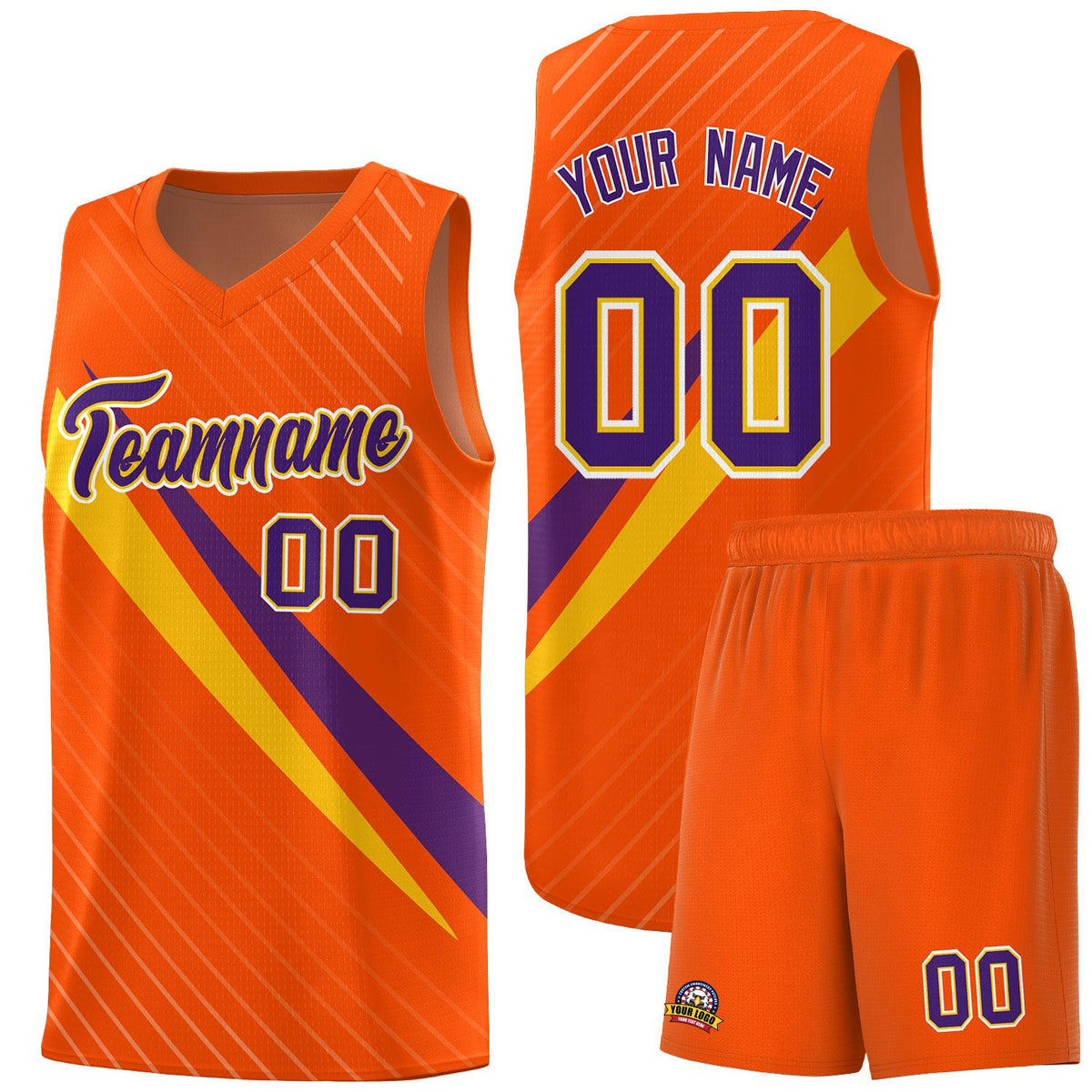 Custom Orange Diagonal Pinstripe Pattern Color Block Sports Uniform Basketball Jersey|KXKSHOP