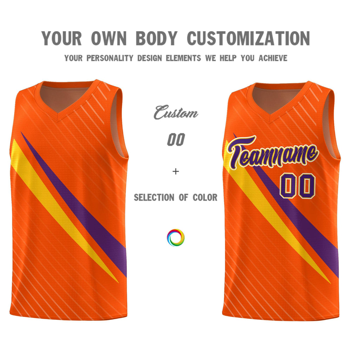 Custom Orange Diagonal Pinstripe Pattern Color Block Sports Uniform Basketball Jersey|KXKSHOP
