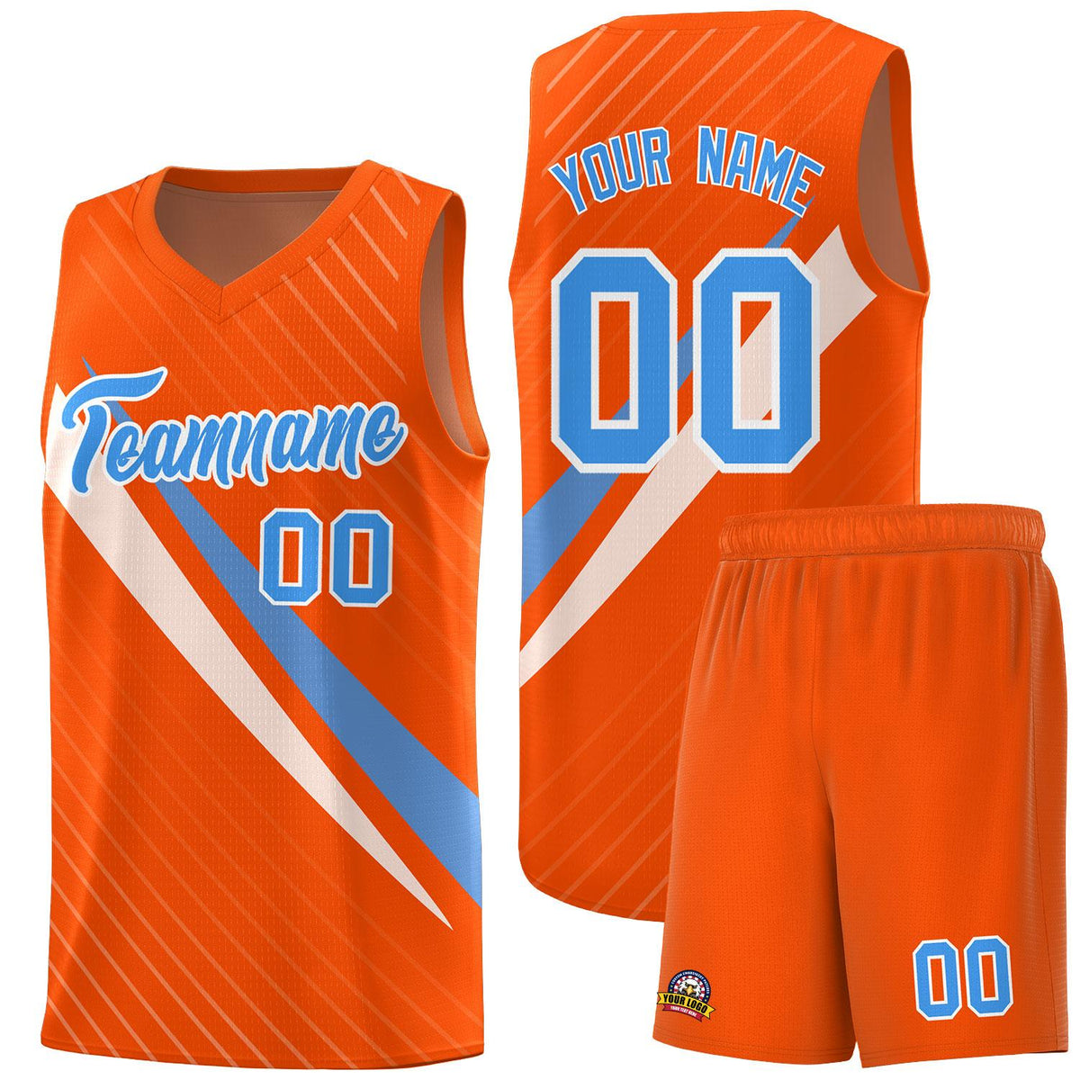 Custom Orange Diagonal Pinstripe Pattern Color Block Sports Uniform Basketball Jersey|KXKSHOP