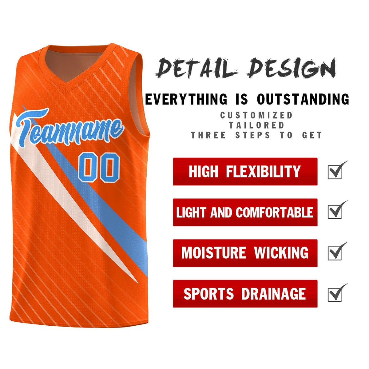 Custom Orange Diagonal Pinstripe Pattern Color Block Sports Uniform Basketball Jersey|KXKSHOP