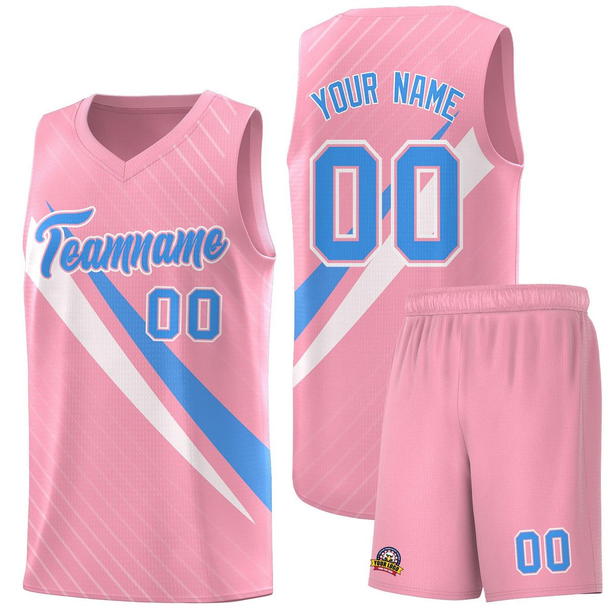 Custom Light Pink Diagonal Pinstripe Pattern Color Block Sports Uniform Basketball Jersey|KXKSHOP