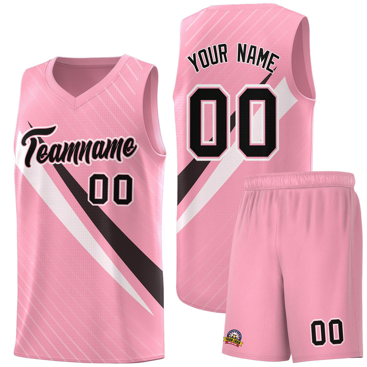 Custom Light Pink Diagonal Pinstripe Pattern Color Block Sports Uniform Basketball Jersey|KXKSHOP