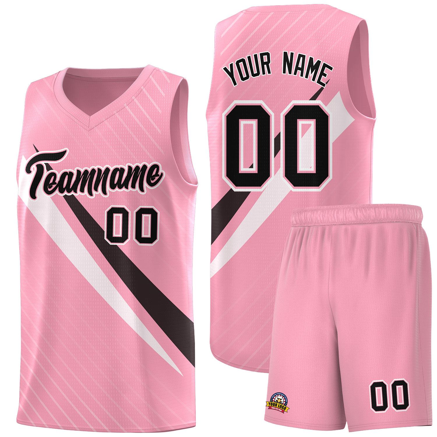 Custom Light Pink Diagonal Pinstripe Pattern Color Block Sports Uniform Basketball Jersey|KXKSHOP