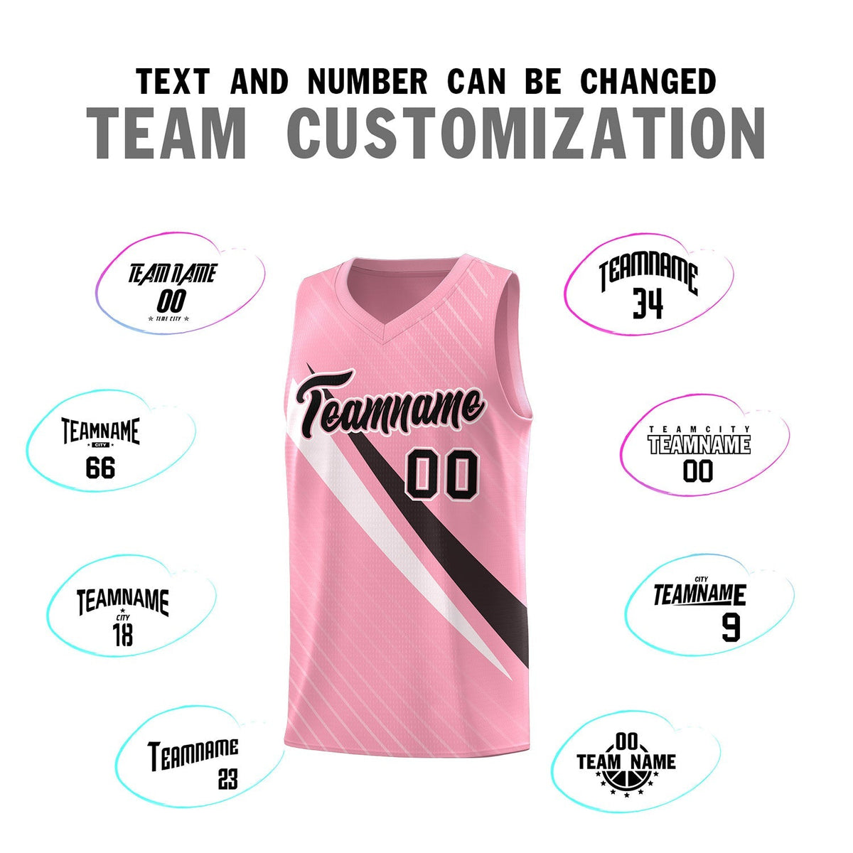 Custom Light Pink Diagonal Pinstripe Pattern Color Block Sports Uniform Basketball Jersey|KXKSHOP