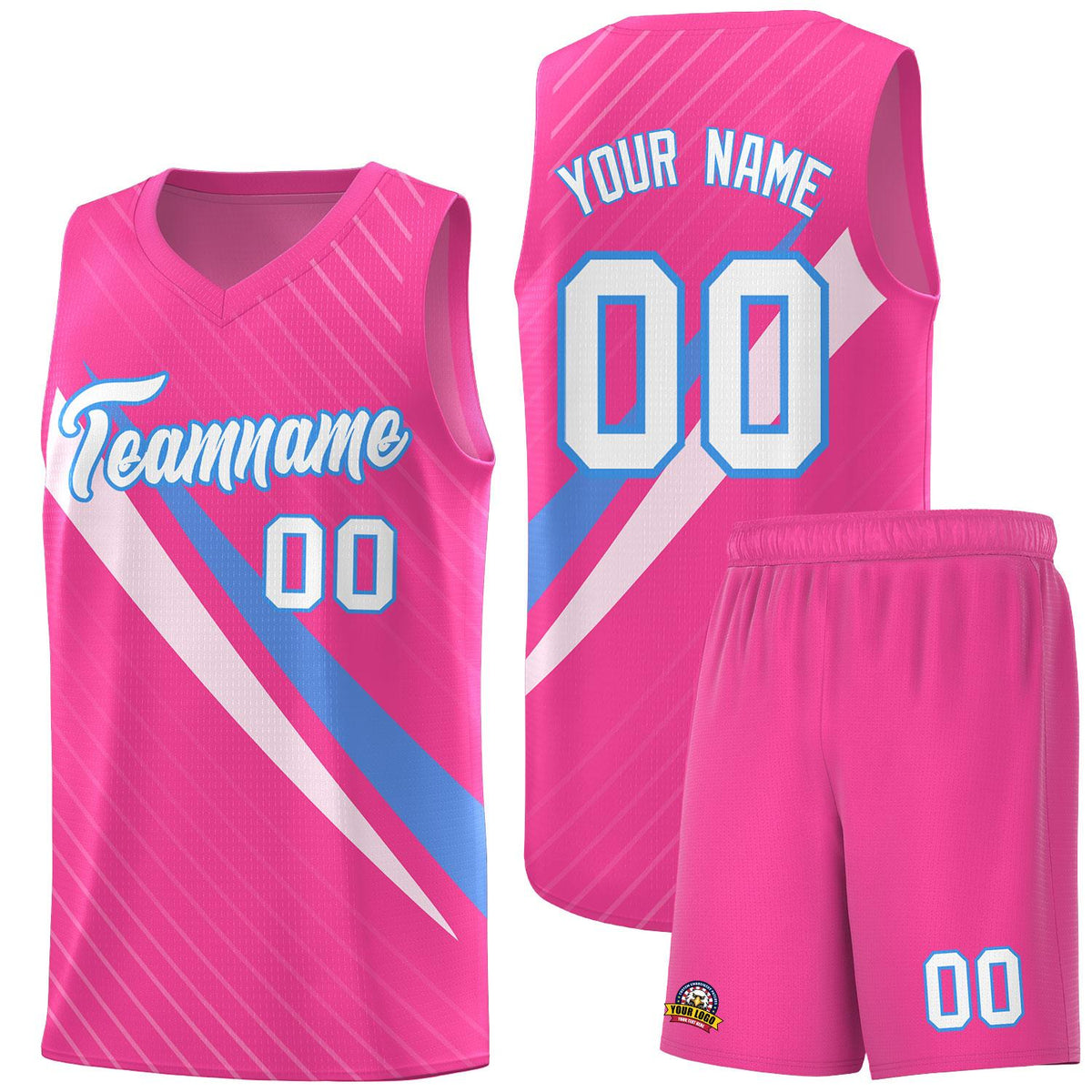 Custom Pink Diagonal Pinstripe Pattern Color Block Sports Uniform Basketball Jersey|KXKSHOP