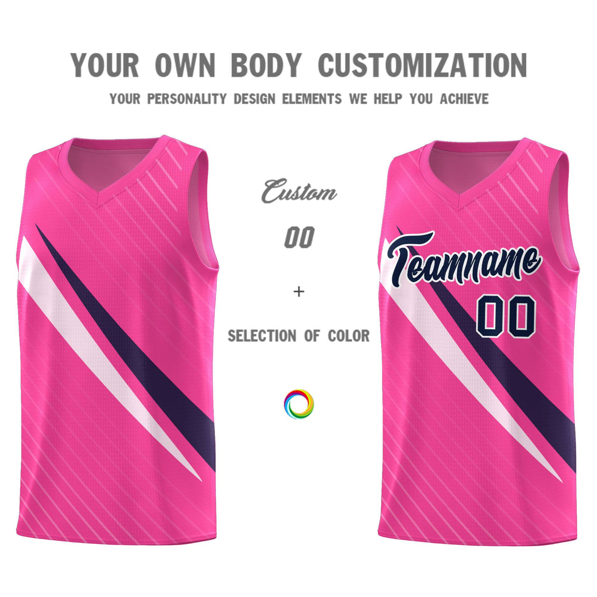 Custom Pink Diagonal Pinstripe Pattern Color Block Sports Uniform Basketball Jersey|KXKSHOP
