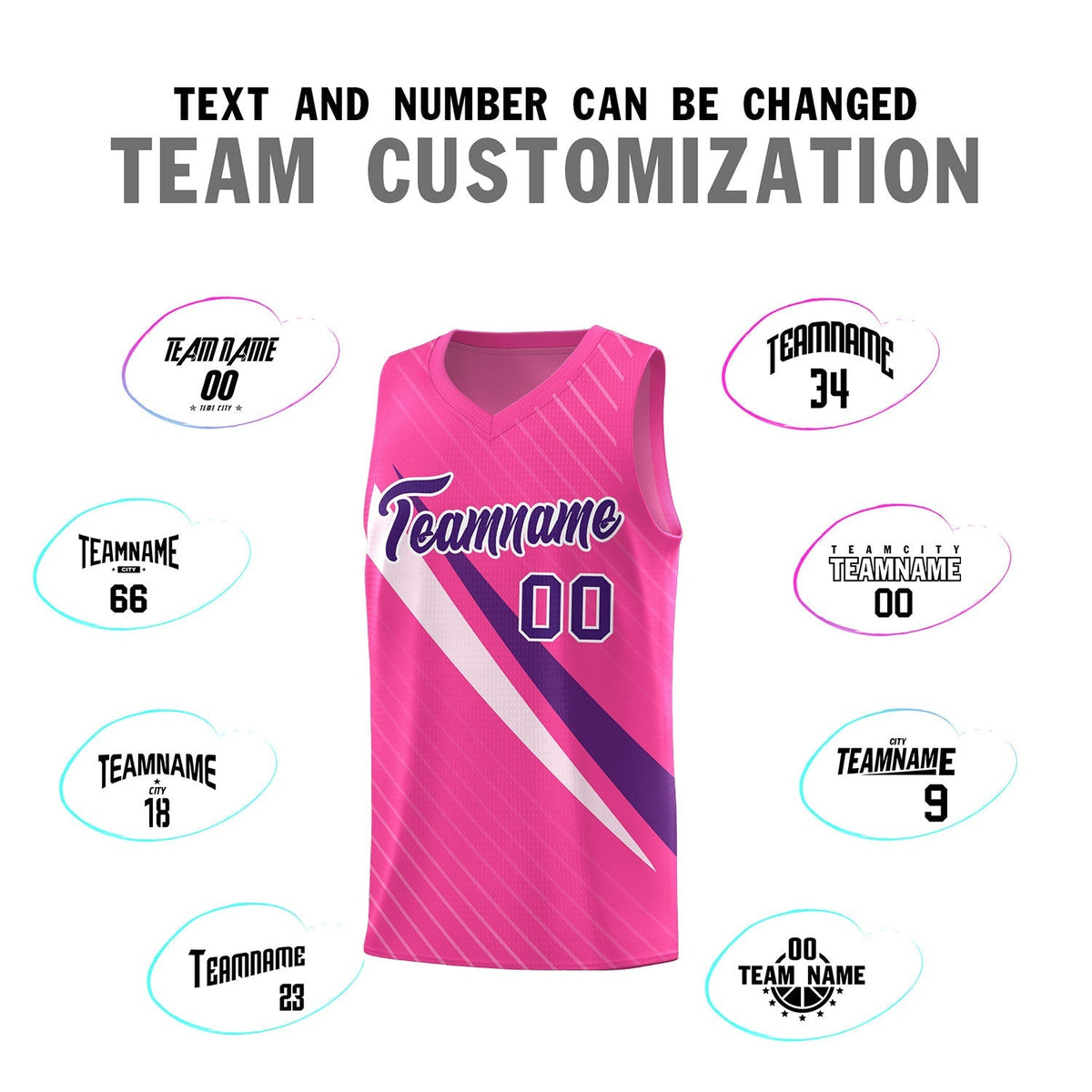 Custom Pink Diagonal Pinstripe Pattern Color Block Sports Uniform Basketball Jersey|KXKSHOP