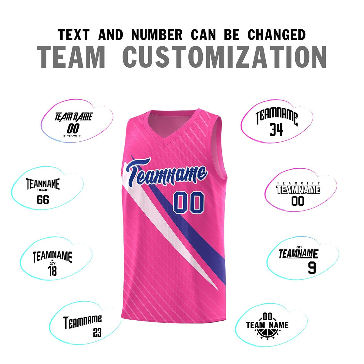 Custom Pink Diagonal Pinstripe Pattern Color Block Sports Uniform Basketball Jersey|KXKSHOP