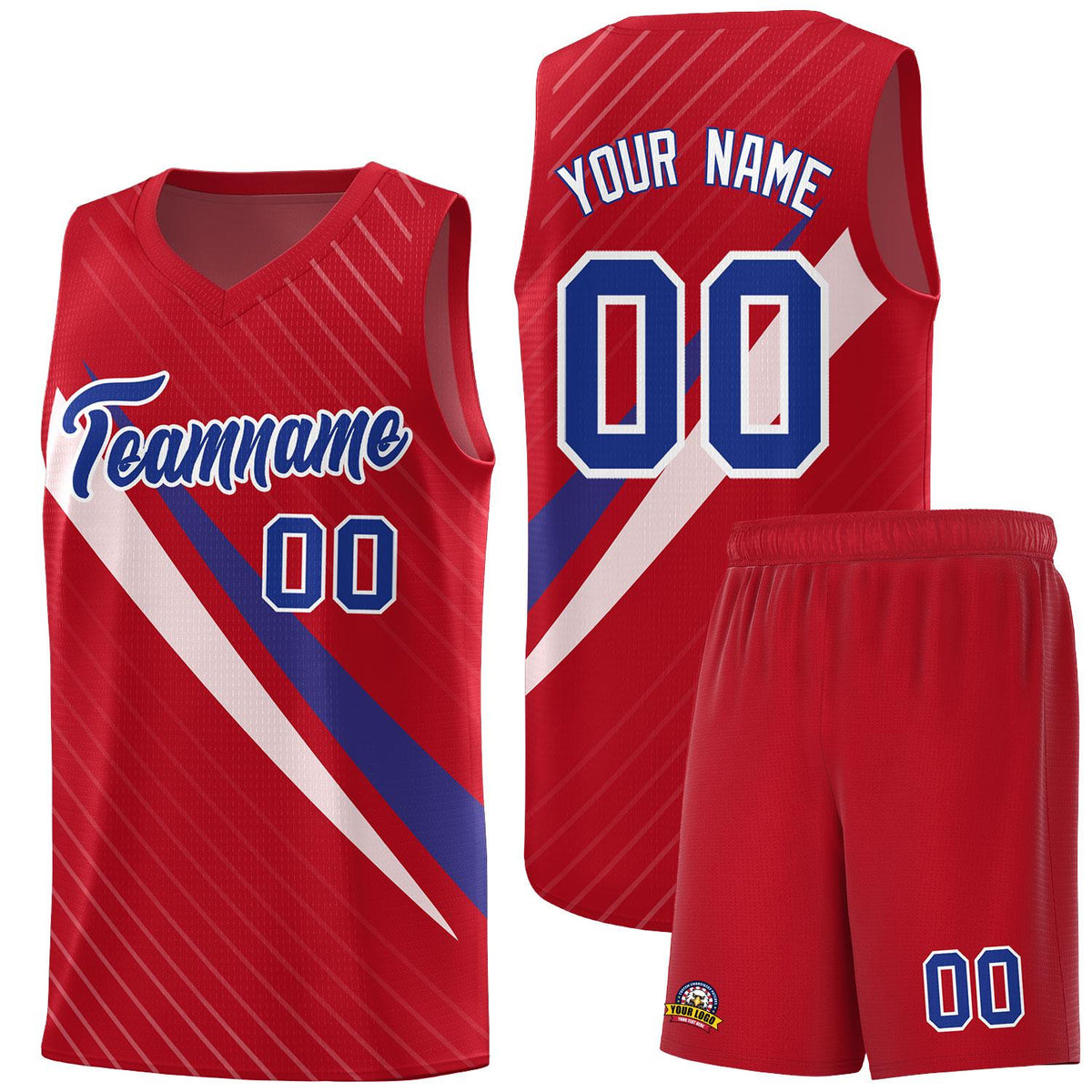 Custom Red Diagonal Pinstripe Pattern Color Block Sports Uniform Basketball Jersey|KXKSHOP
