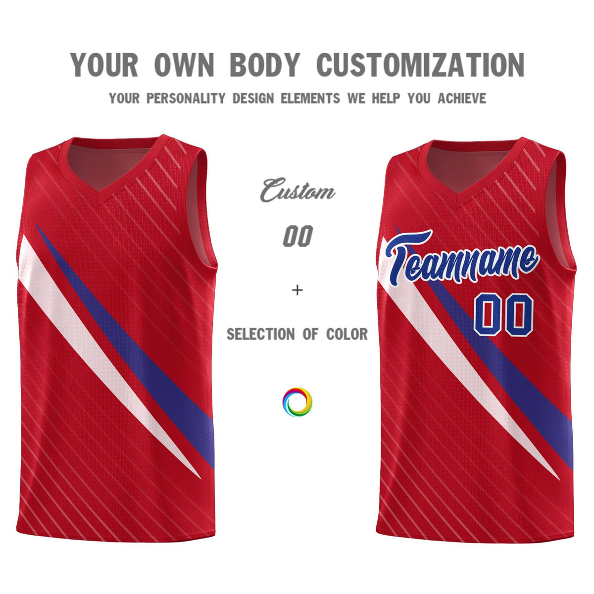 Custom Red Diagonal Pinstripe Pattern Color Block Sports Uniform Basketball Jersey|KXKSHOP