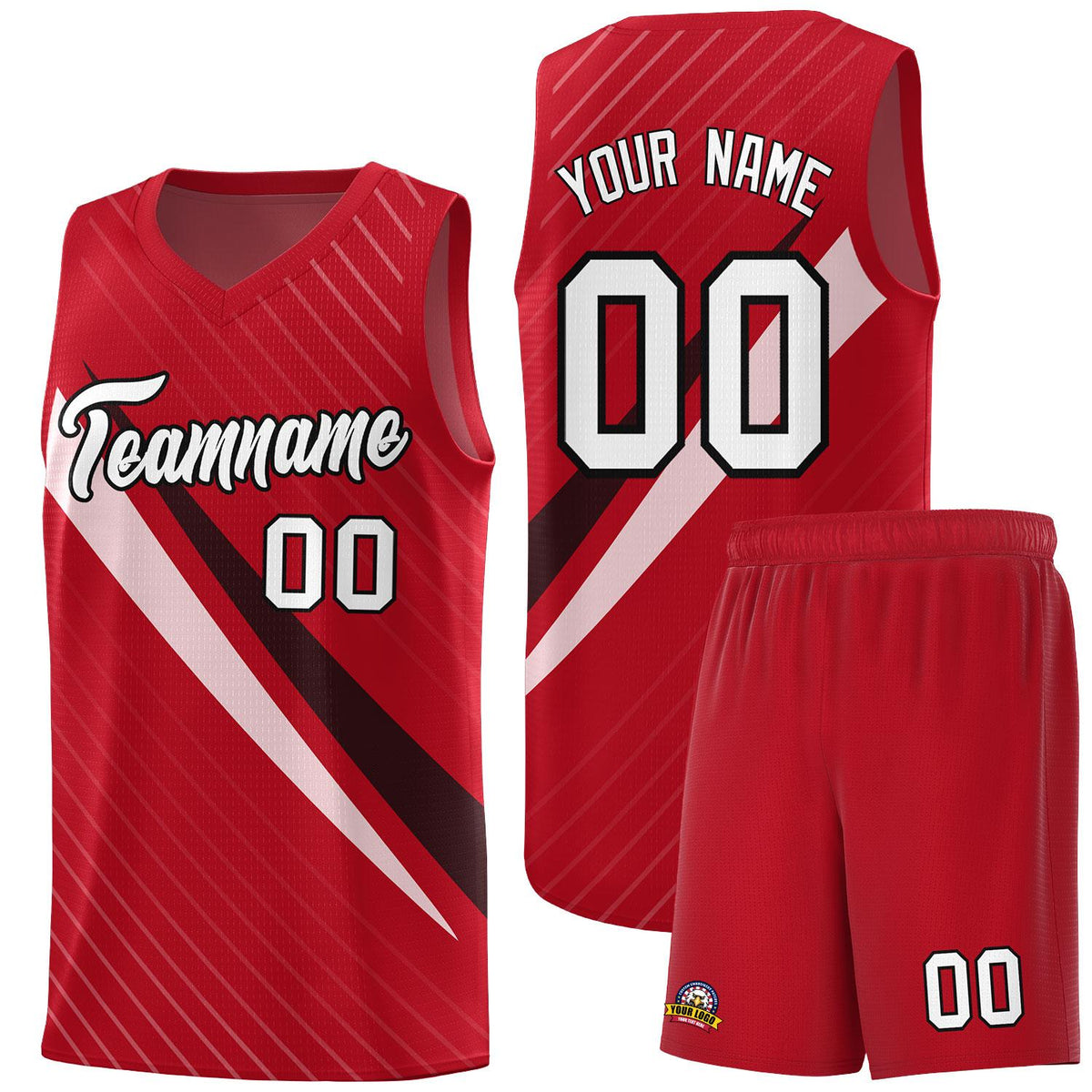 Custom Red Diagonal Pinstripe Pattern Color Block Sports Uniform Basketball Jersey|KXKSHOP