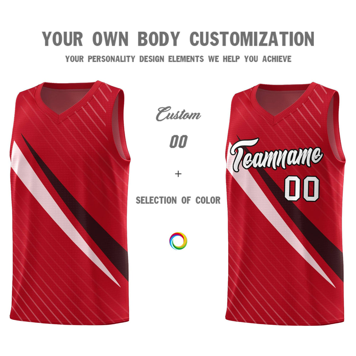Custom Red Diagonal Pinstripe Pattern Color Block Sports Uniform Basketball Jersey|KXKSHOP