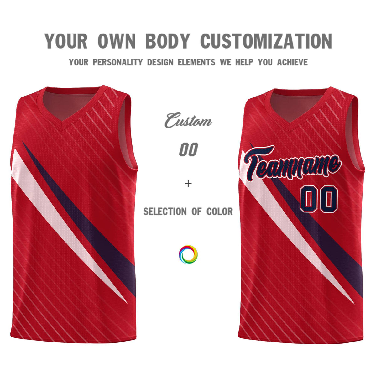 Custom Red Diagonal Pinstripe Pattern Color Block Sports Uniform Basketball Jersey|KXKSHOP