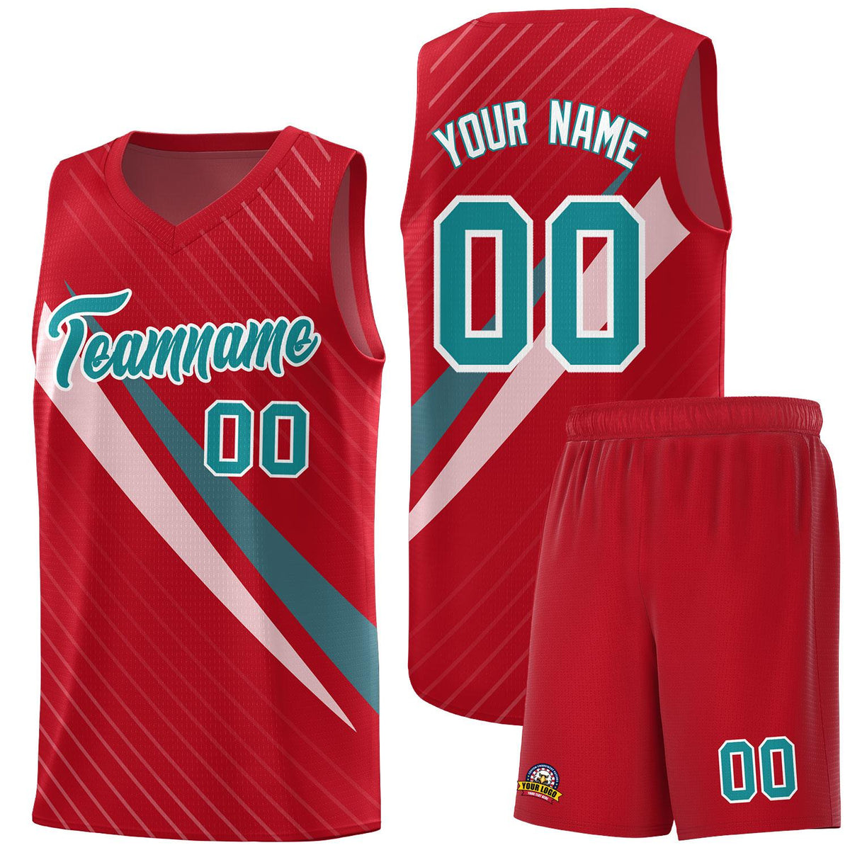 Custom Red Diagonal Pinstripe Pattern Color Block Sports Uniform Basketball Jersey|KXKSHOP