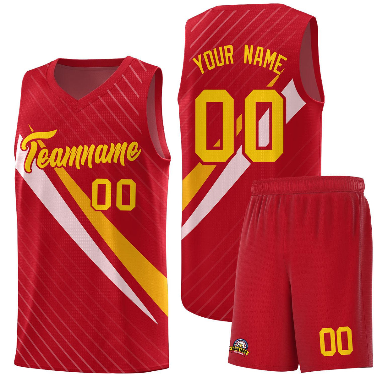 Custom Red Diagonal Pinstripe Pattern Color Block Sports Uniform Basketball Jersey|KXKSHOP