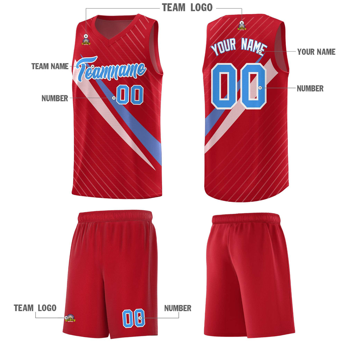 Custom Red Diagonal Pinstripe Pattern Color Block Sports Uniform Basketball Jersey|KXKSHOP