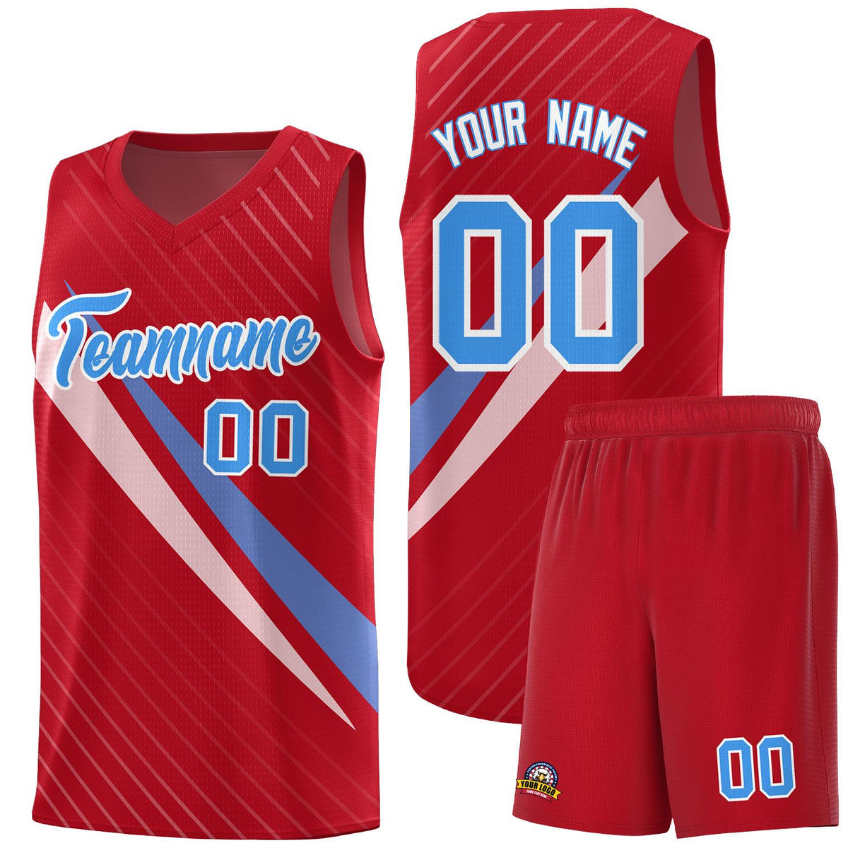 Custom Red Diagonal Pinstripe Pattern Color Block Sports Uniform Basketball Jersey|KXKSHOP