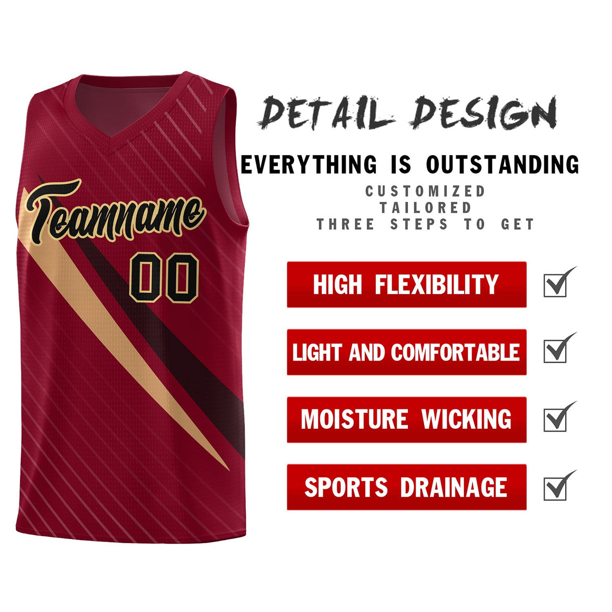Custom Crimson Diagonal Pinstripe Pattern Color Block Sports Uniform Basketball Jersey|KXKSHOP