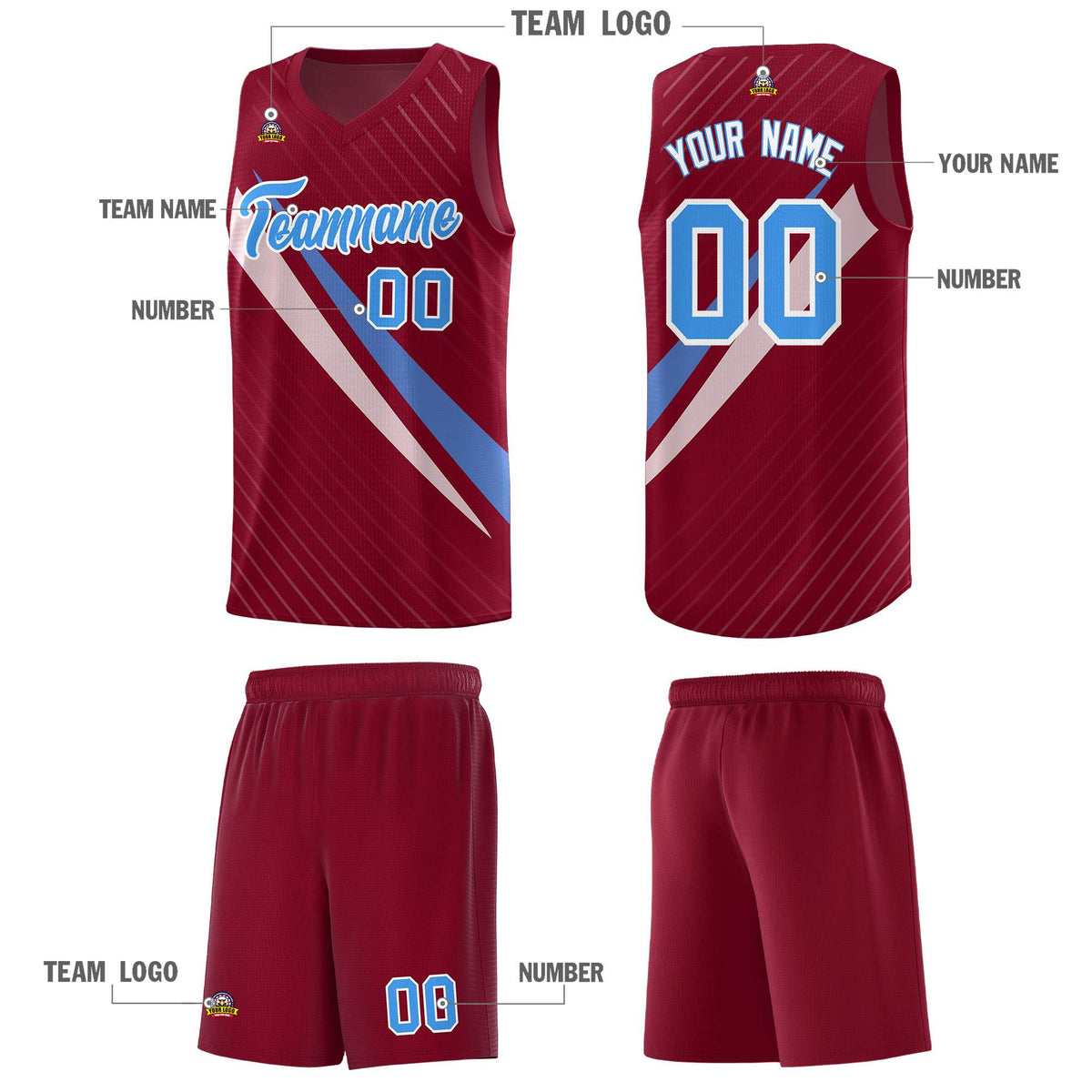 Custom Crimson Diagonal Pinstripe Pattern Color Block Sports Uniform Basketball Jersey|KXKSHOP