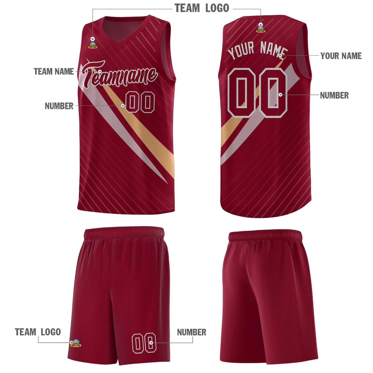 Custom Crimson Diagonal Pinstripe Pattern Color Block Sports Uniform Basketball Jersey|KXKSHOP