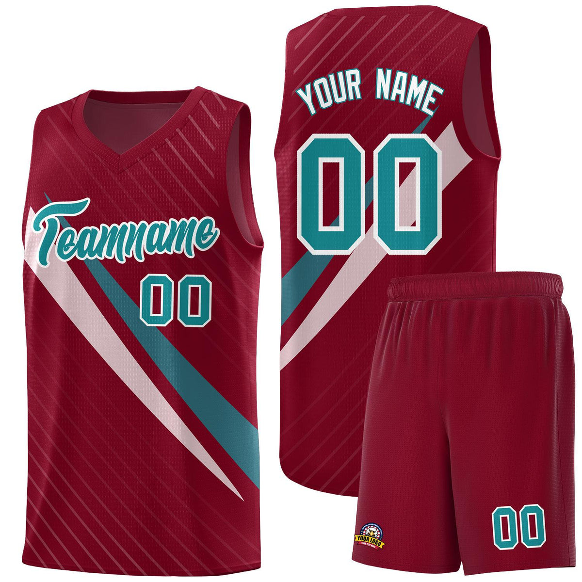 Custom Crimson Diagonal Pinstripe Pattern Color Block Sports Uniform Basketball Jersey|KXKSHOP