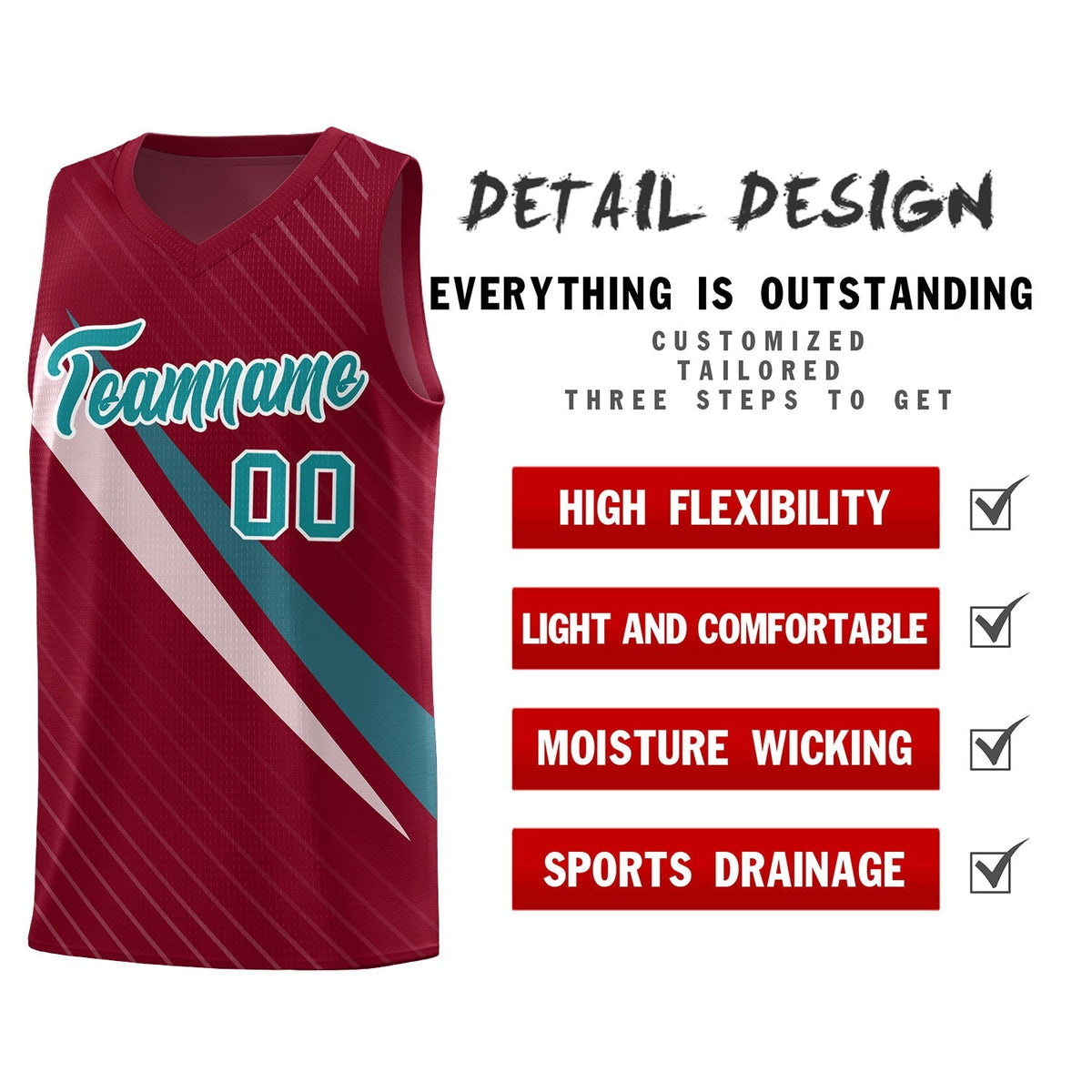 Custom Crimson Diagonal Pinstripe Pattern Color Block Sports Uniform Basketball Jersey|KXKSHOP