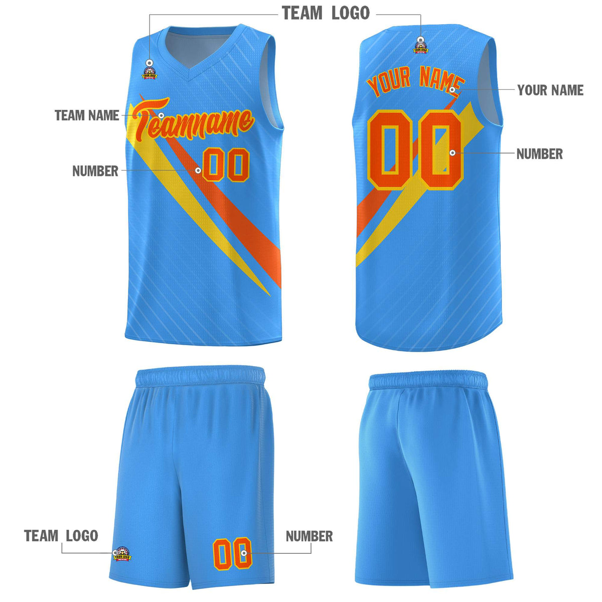 Custom Light Blue Diagonal Pinstripe Pattern Color Block Sports Uniform Basketball Jersey|KXKSHOP