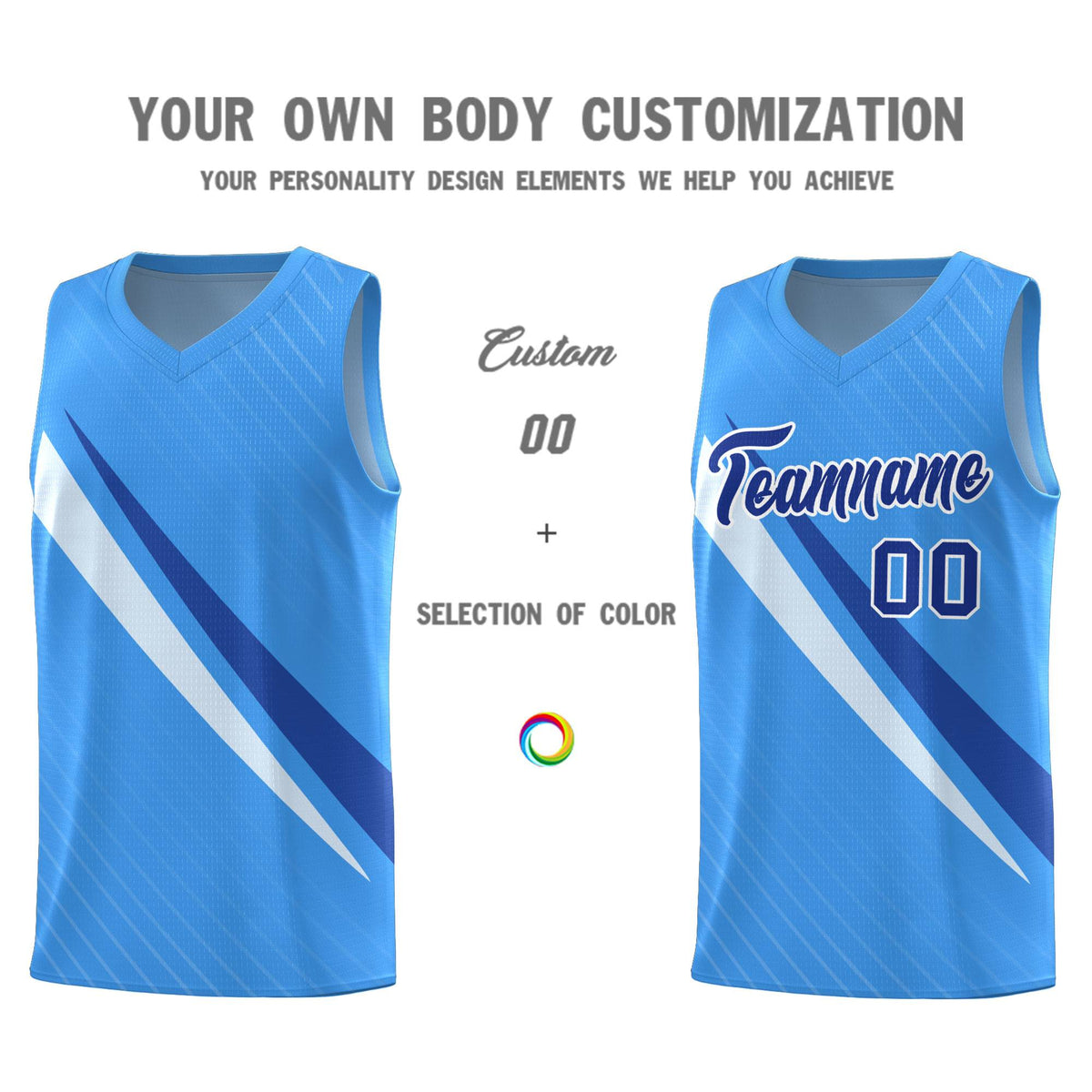 Custom Light Blue Diagonal Pinstripe Pattern Color Block Sports Uniform Basketball Jersey|KXKSHOP