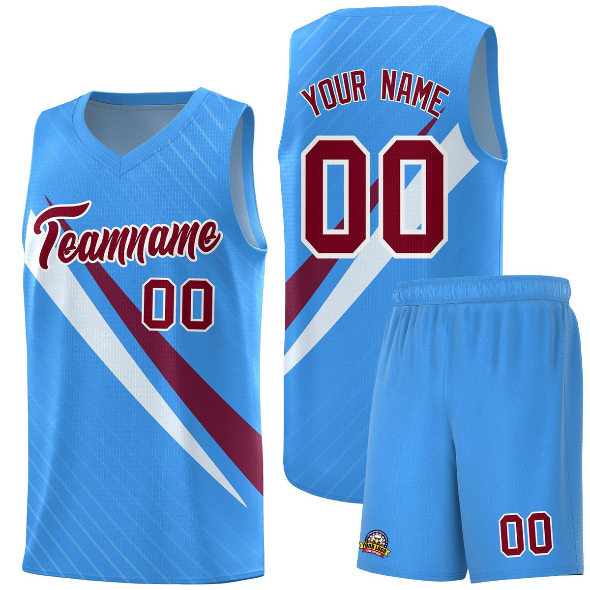 Custom Light Blue Diagonal Pinstripe Pattern Color Block Sports Uniform Basketball Jersey|KXKSHOP