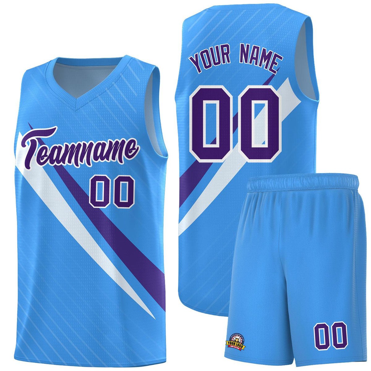 Custom Light Blue Diagonal Pinstripe Pattern Color Block Sports Uniform Basketball Jersey|KXKSHOP