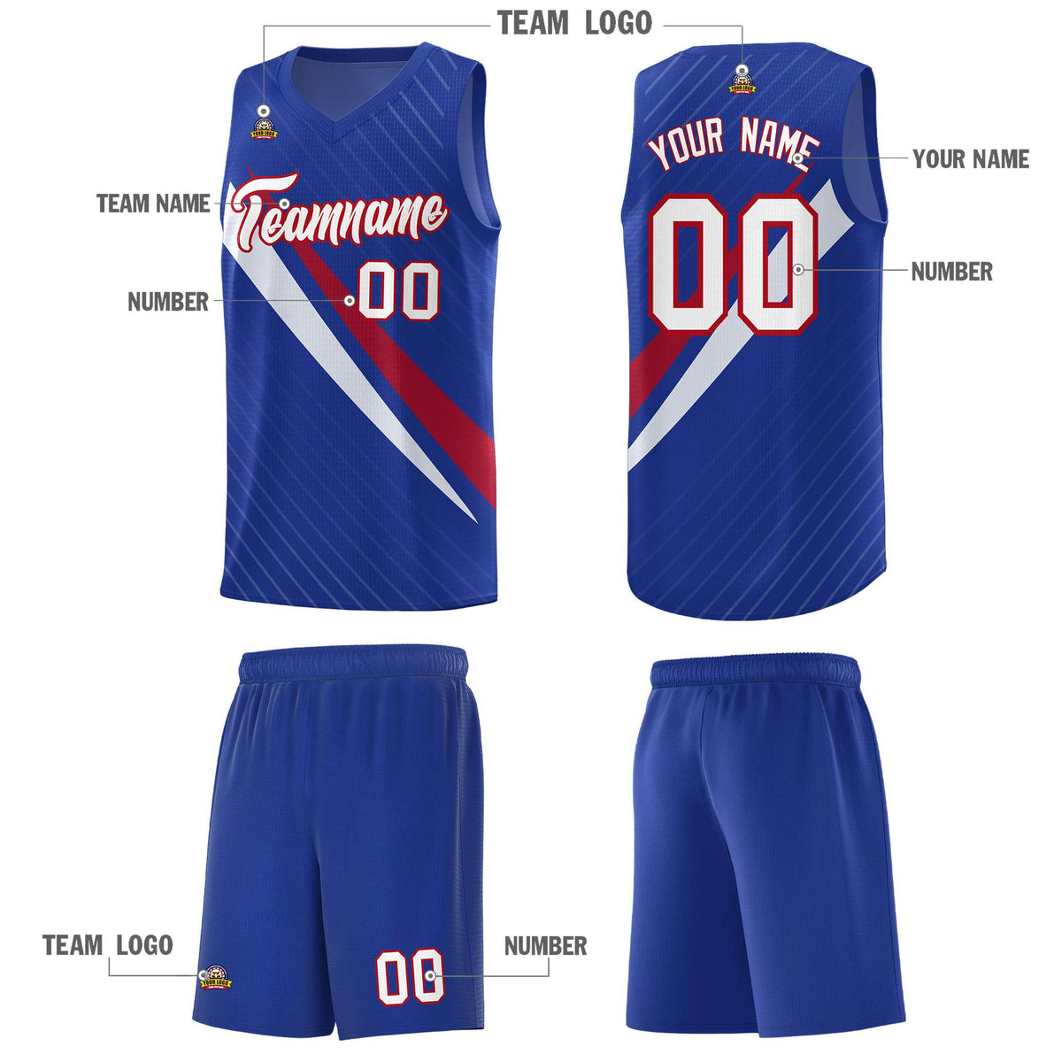 Custom Royal Diagonal Pinstripe Pattern Color Block Sports Uniform Basketball Jersey|KXKSHOP