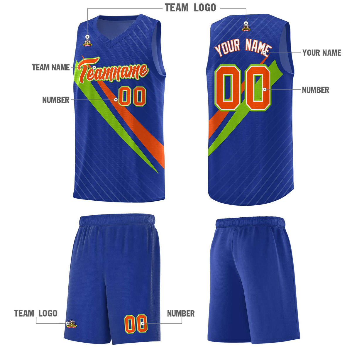 Custom Royal Diagonal Pinstripe Pattern Color Block Sports Uniform Basketball Jersey|KXKSHOP