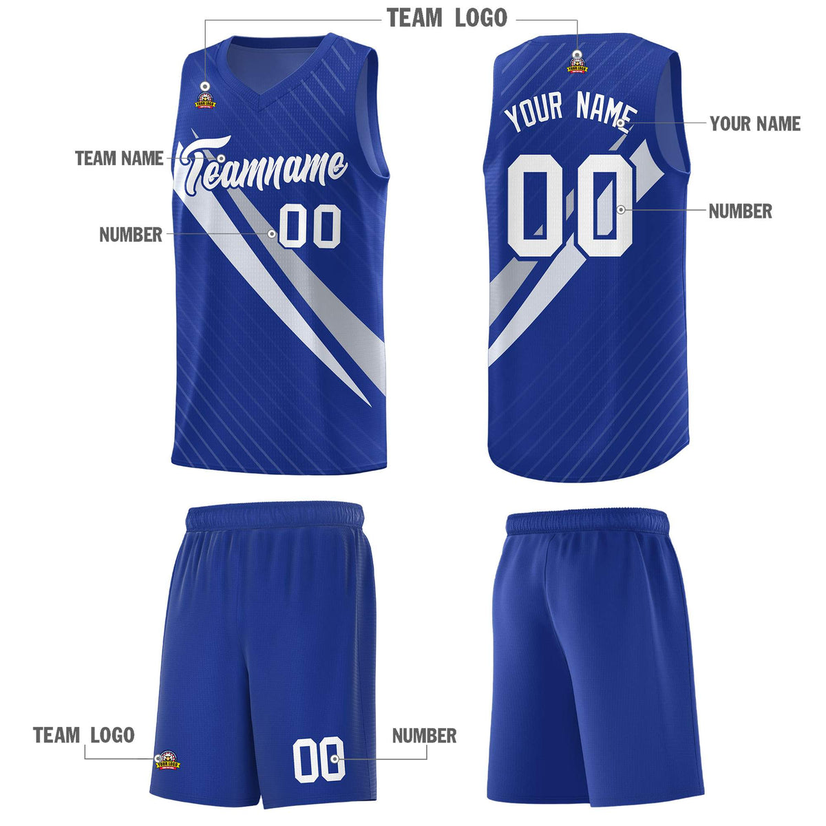 Custom Royal Diagonal Pinstripe Pattern Color Block Sports Uniform Basketball Jersey|KXKSHOP