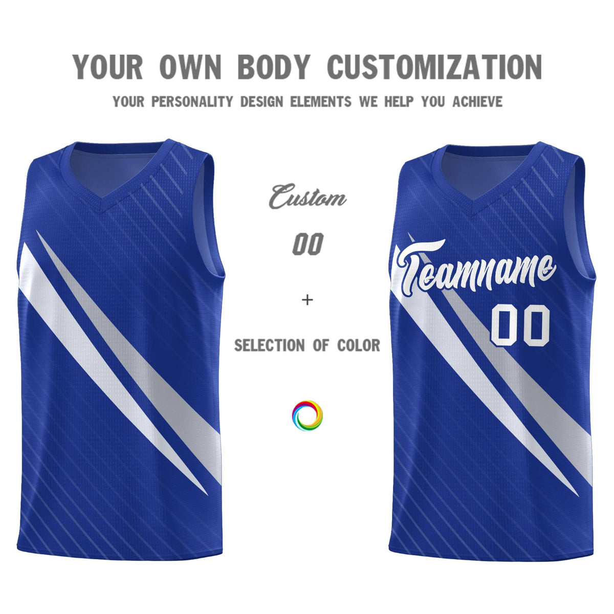 Custom Royal Diagonal Pinstripe Pattern Color Block Sports Uniform Basketball Jersey|KXKSHOP