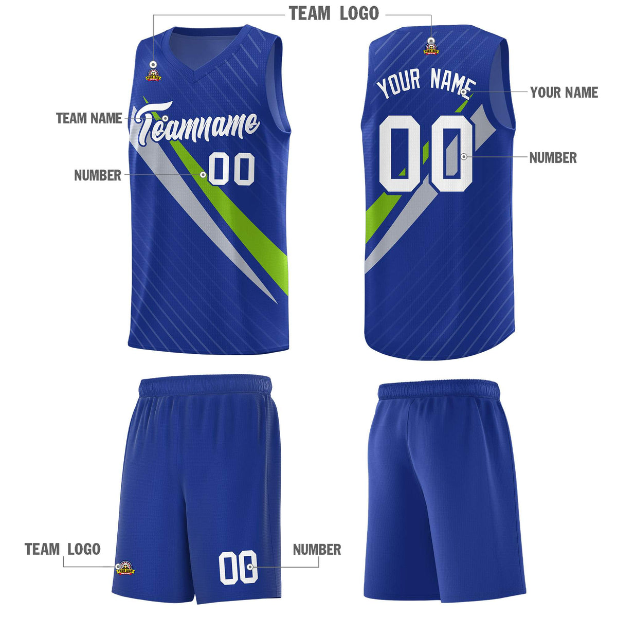 Custom Royal Diagonal Pinstripe Pattern Color Block Sports Uniform Basketball Jersey|KXKSHOP