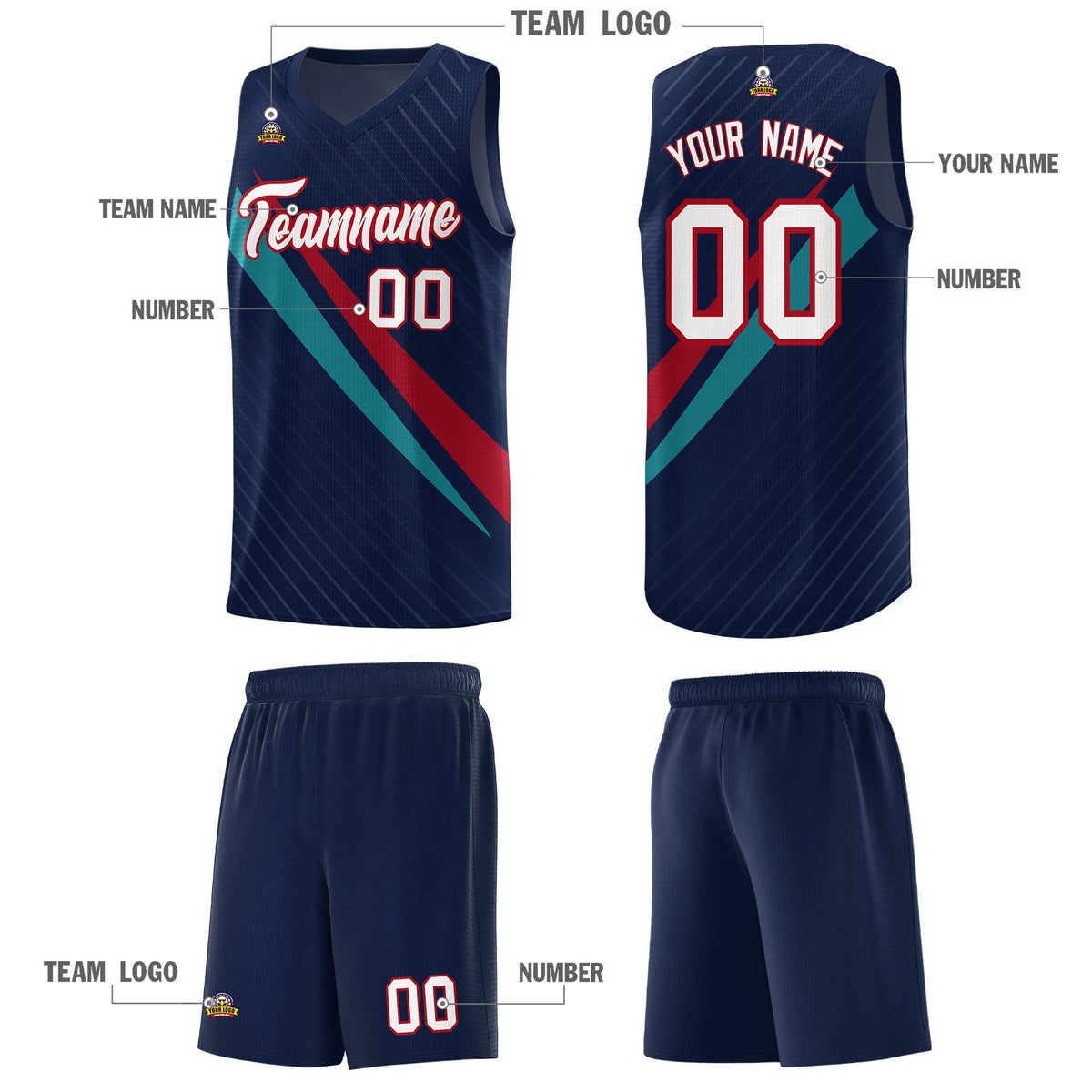 Custom Navy Diagonal Pinstripe Pattern Color Block Sports Uniform Basketball Jersey|KXKSHOP