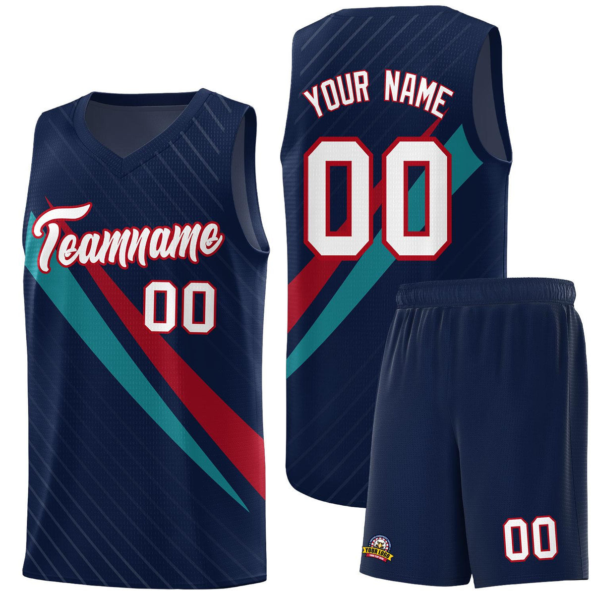 Custom Navy Diagonal Pinstripe Pattern Color Block Sports Uniform Basketball Jersey|KXKSHOP