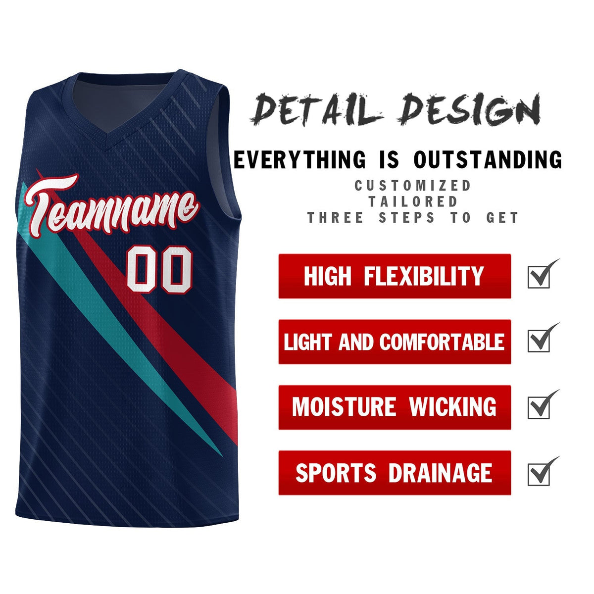 Custom Navy Diagonal Pinstripe Pattern Color Block Sports Uniform Basketball Jersey|KXKSHOP