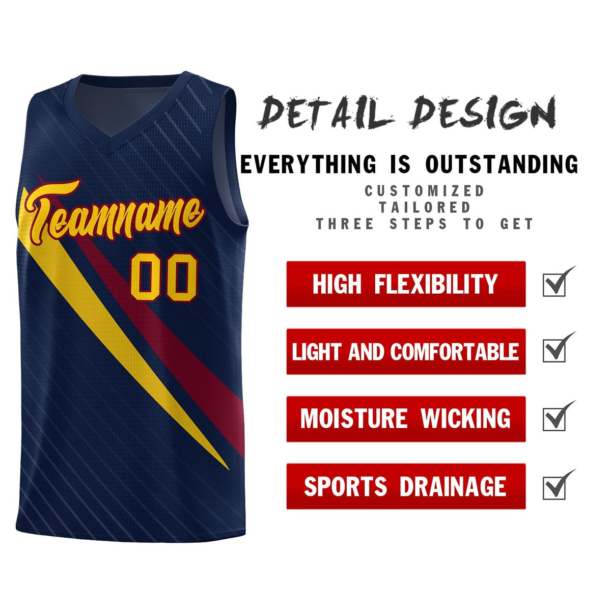 Custom Navy Diagonal Pinstripe Pattern Color Block Sports Uniform Basketball Jersey|KXKSHOP