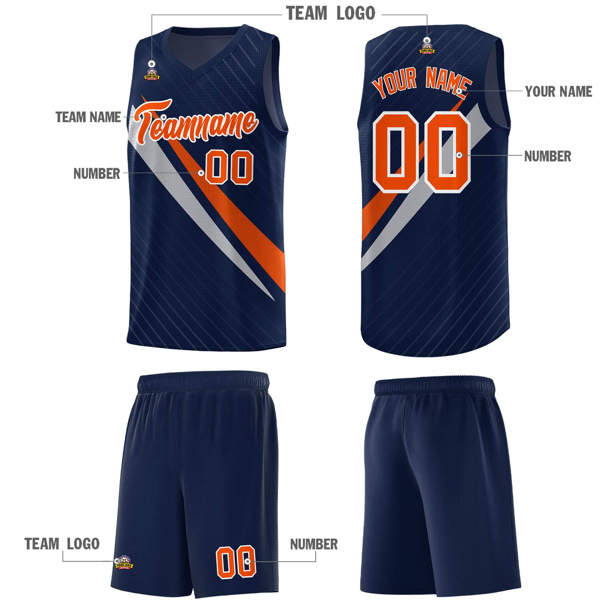 Custom Navy Diagonal Pinstripe Pattern Color Block Sports Uniform Basketball Jersey|KXKSHOP