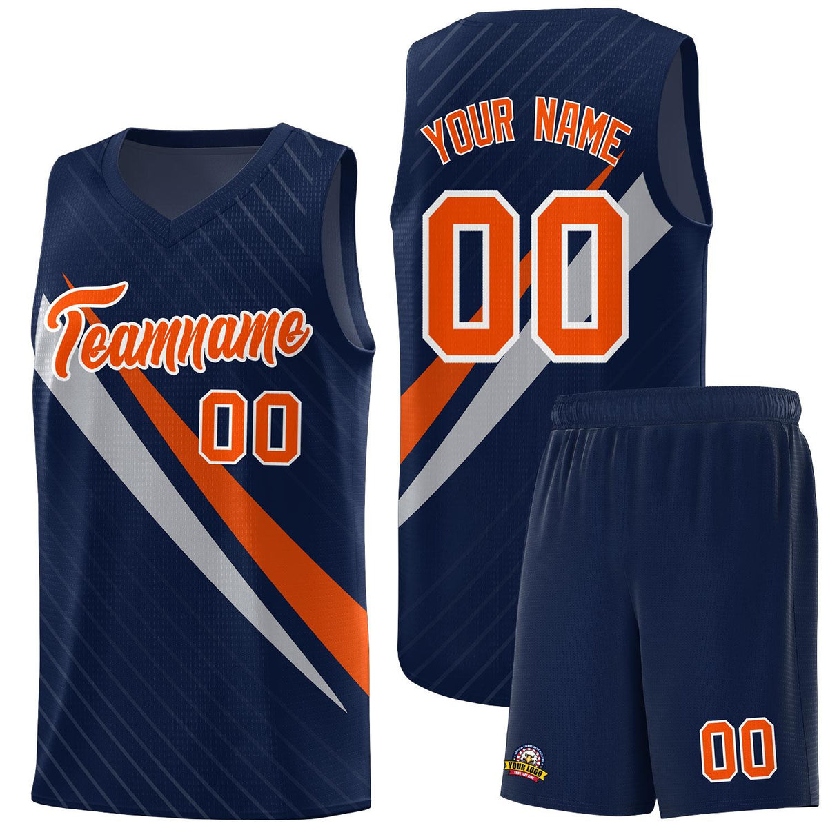 Custom Navy Diagonal Pinstripe Pattern Color Block Sports Uniform Basketball Jersey|KXKSHOP