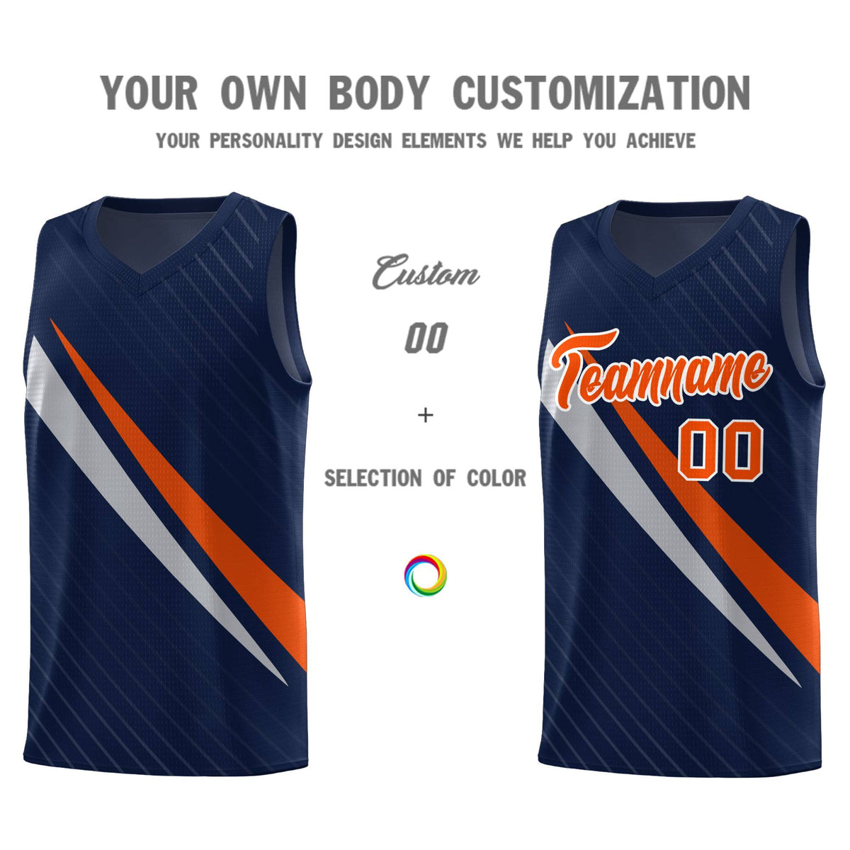 Custom Navy Diagonal Pinstripe Pattern Color Block Sports Uniform Basketball Jersey|KXKSHOP