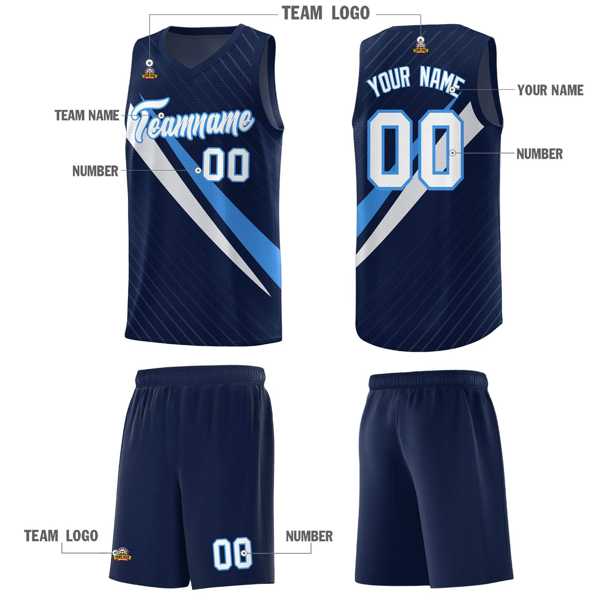 Custom Navy Diagonal Pinstripe Pattern Color Block Sports Uniform Basketball Jersey|KXKSHOP