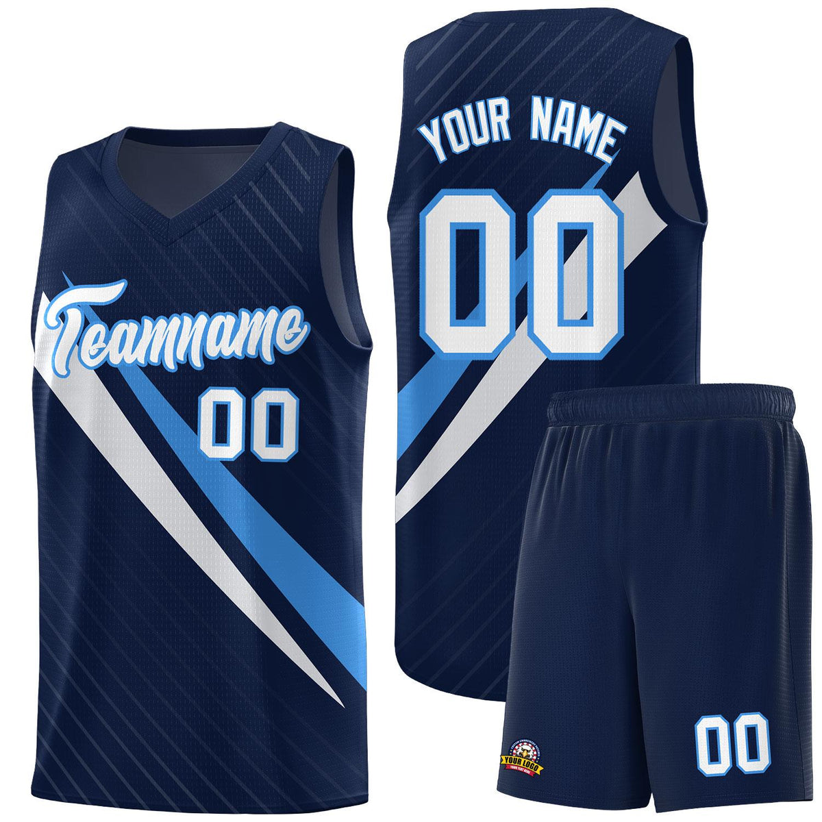 Custom Navy Diagonal Pinstripe Pattern Color Block Sports Uniform Basketball Jersey|KXKSHOP