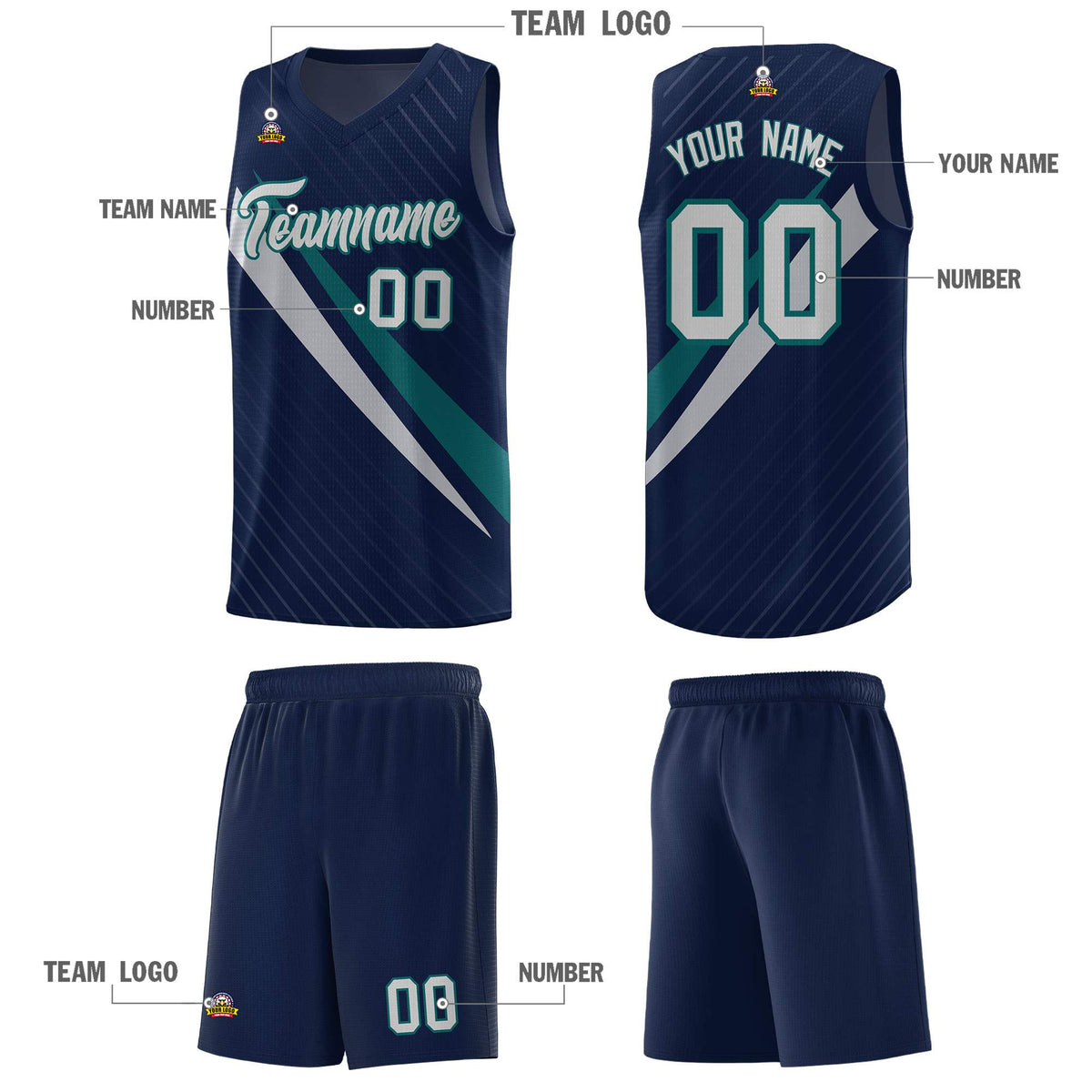 Custom Navy Diagonal Pinstripe Pattern Color Block Sports Uniform Basketball Jersey|KXKSHOP