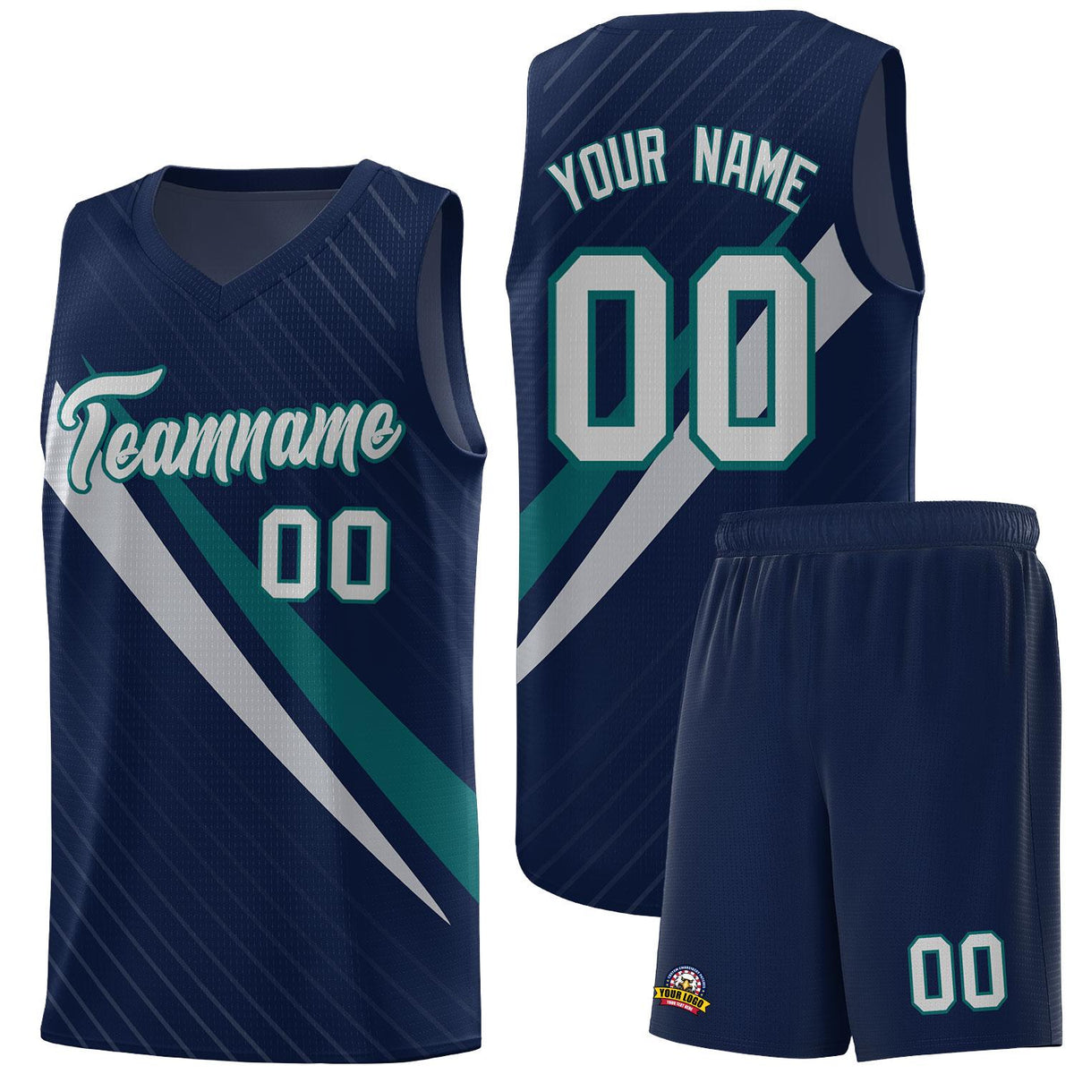 Custom Navy Diagonal Pinstripe Pattern Color Block Sports Uniform Basketball Jersey|KXKSHOP