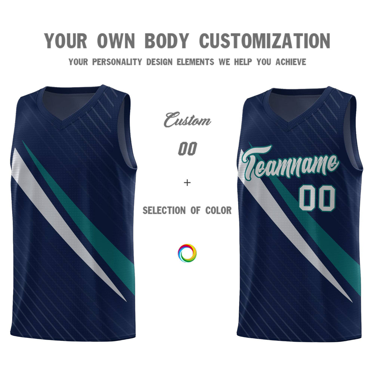 Custom Navy Diagonal Pinstripe Pattern Color Block Sports Uniform Basketball Jersey|KXKSHOP