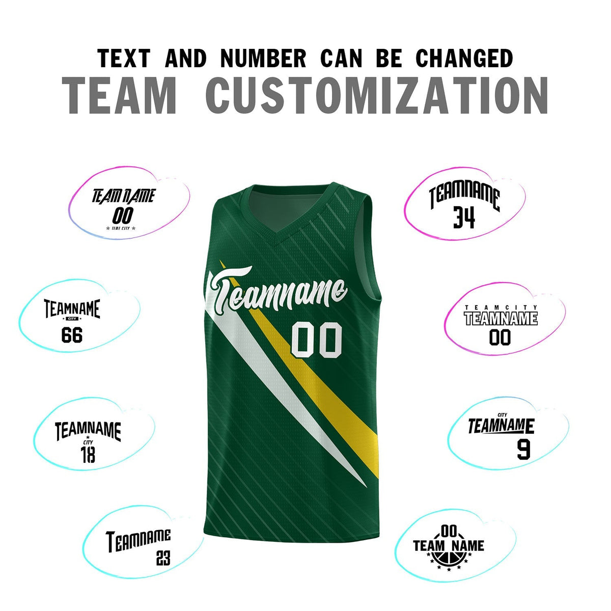 Custom Hunter Green Diagonal Pinstripe Pattern Color Block Sports Uniform Basketball Jersey|KXKSHOP