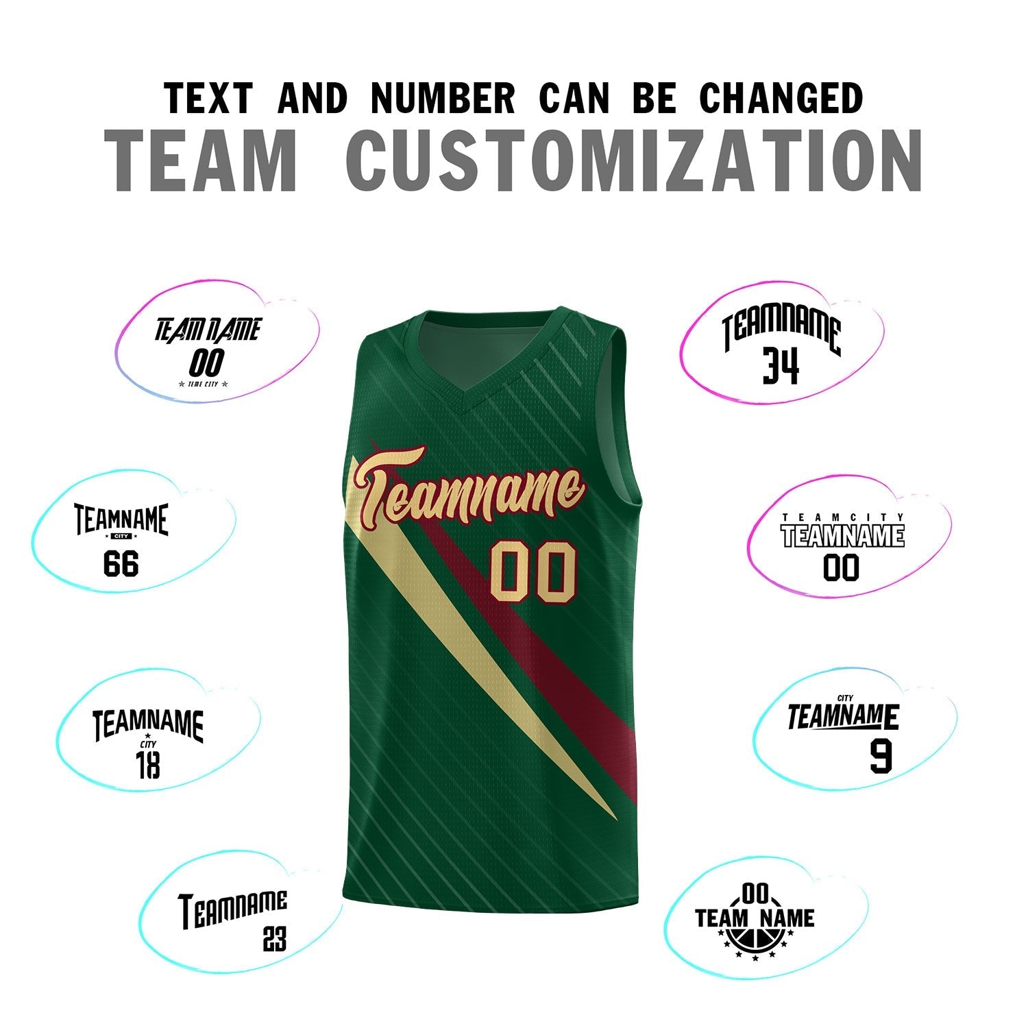 Custom Hunter Green Diagonal Pinstripe Pattern Color Block Sports Uniform Basketball Jersey|KXKSHOP